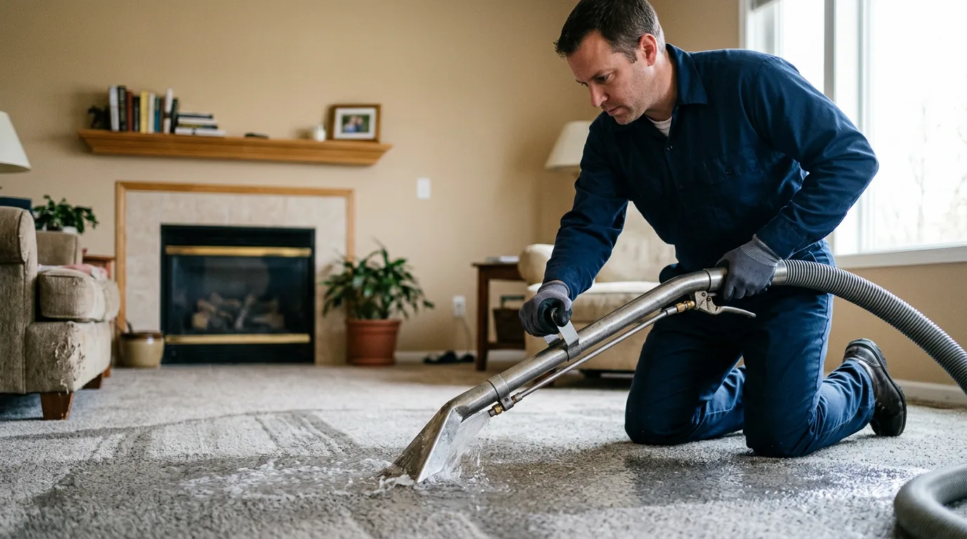 Water damage restoration technician working near Mcclellandtown, PA